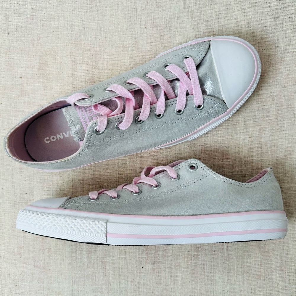 Converse Metallic Silver Sneakers with Pink Accents - Picture 7 of 9